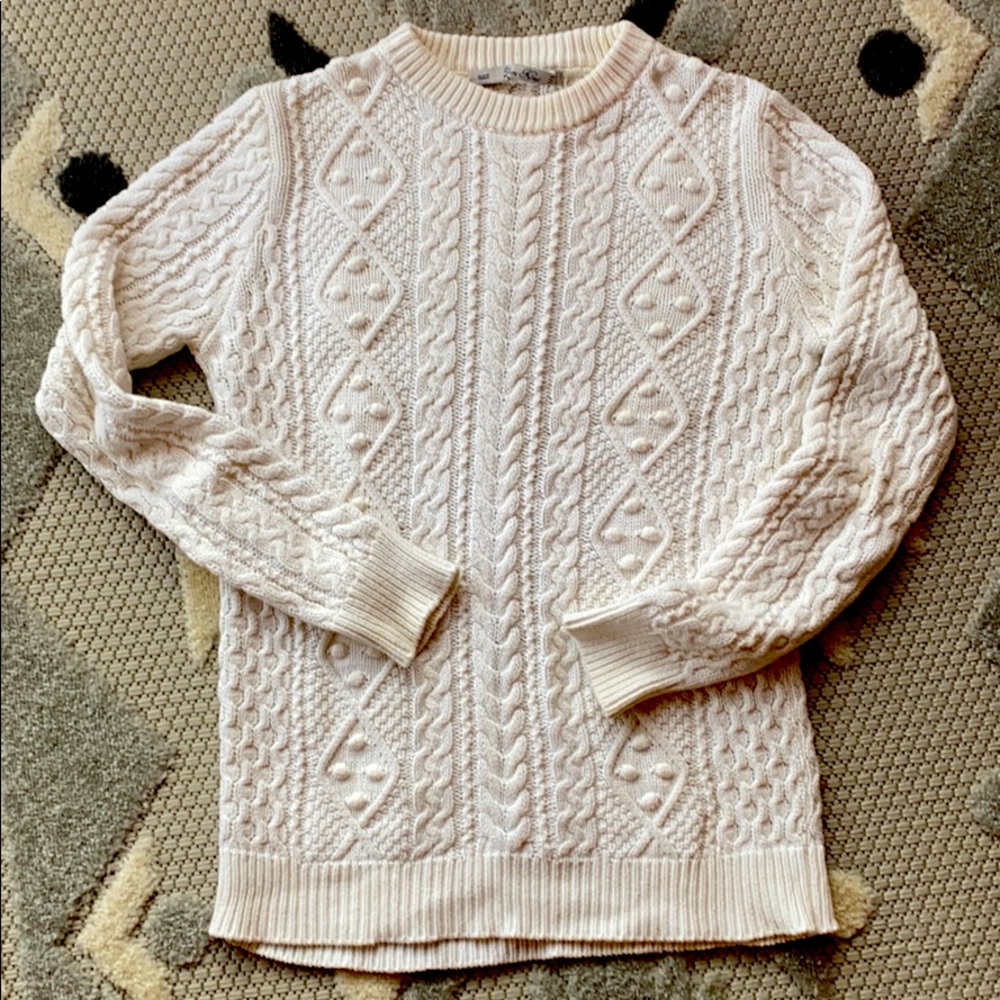 Zara Knit Pom Pom Cream Color Sweater